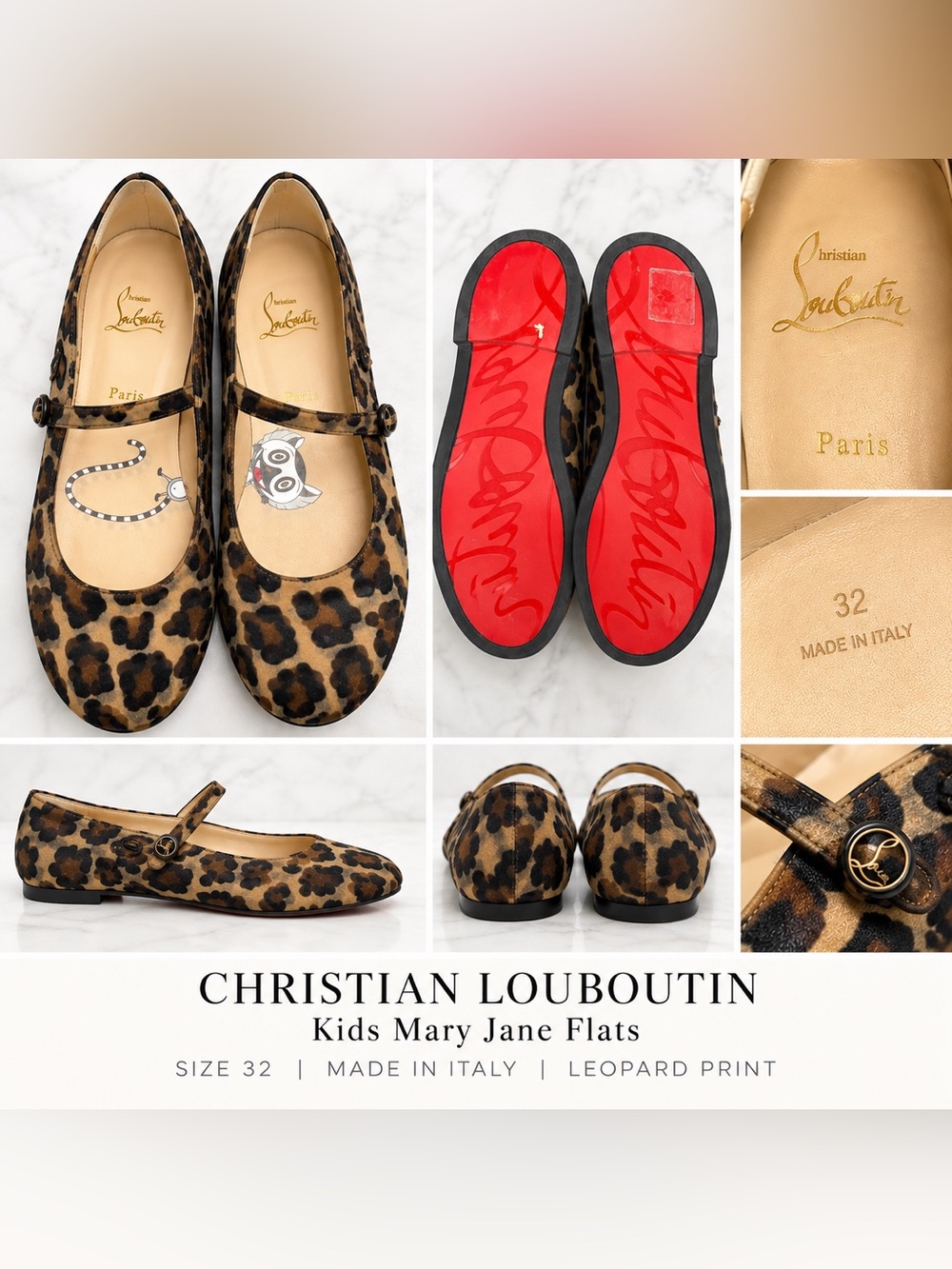 Christian Louboutin Leopard Print Mary Jane Flats - eu 32